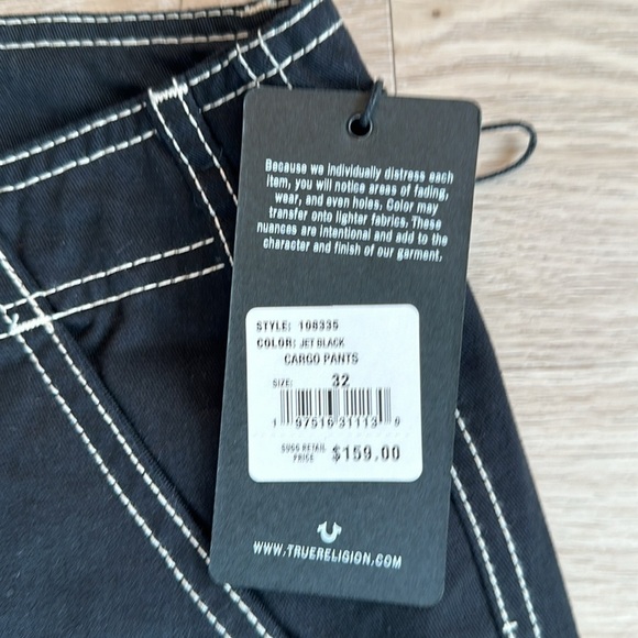 True religion BAGGY CARGO PANT men size 32 color black - Picture 6 of 11